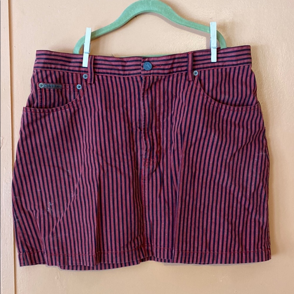 Calvin Klein Striped Skirt - Red and Black
